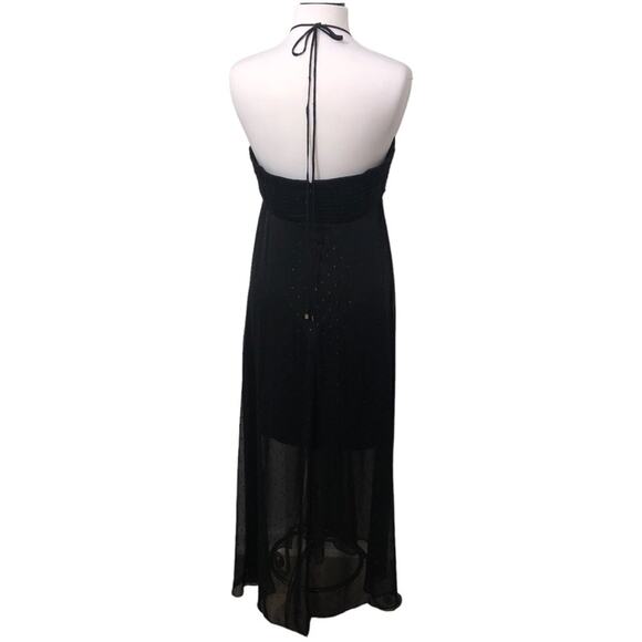 White House Black Market Strapless Halter Maxi Dress with Sheer Overlay 12 NWT - Picture 9 of 13